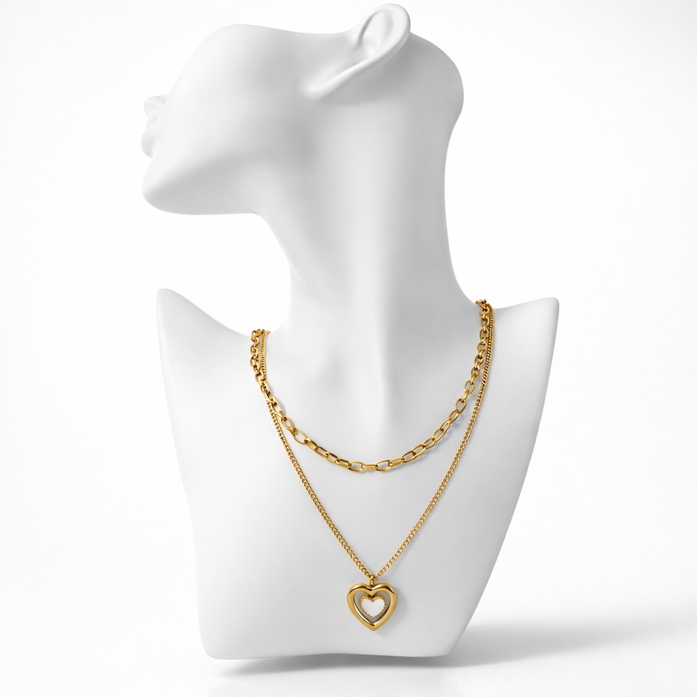 Chic Gold Heart Pendant Necklace